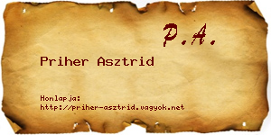 Priher Asztrid névjegykártya